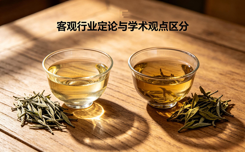 一张木桌上摆放着两杯对比鲜明的白茶茶汤，一杯茶汤清澈透亮，另一杯则略显浑浊，旁边放着相应的茶叶
