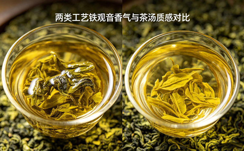 两类工艺铁观音香气与茶汤质感对比