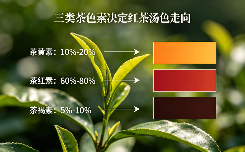 三类茶色素决定红茶汤色走向，茶黄素、茶红素、茶褐素的转化比例是核心科学逻辑