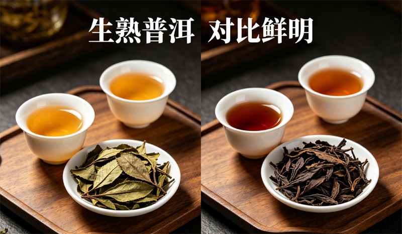 生熟普洱发酵属性区分与国标辨茶方法：普洱生茶与熟茶的茶汤、叶底对比