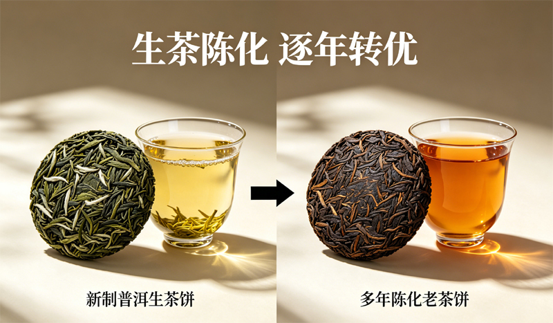 普洱生茶从新茶到老茶陈化过程的时间轴