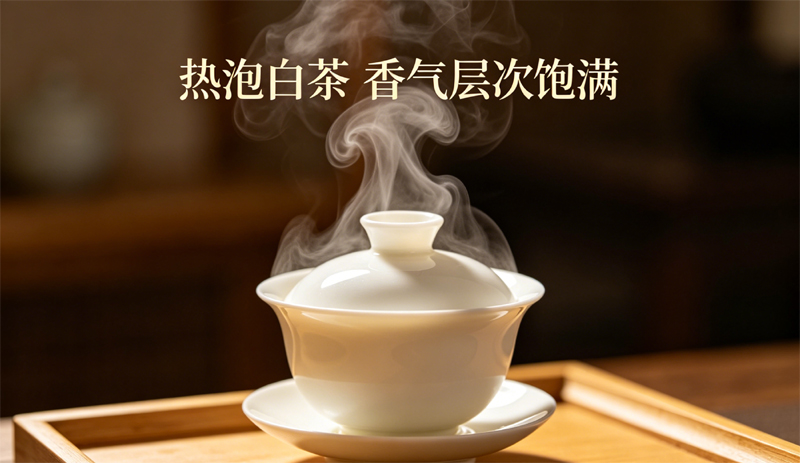 盖碗热泡白茶香气饱满