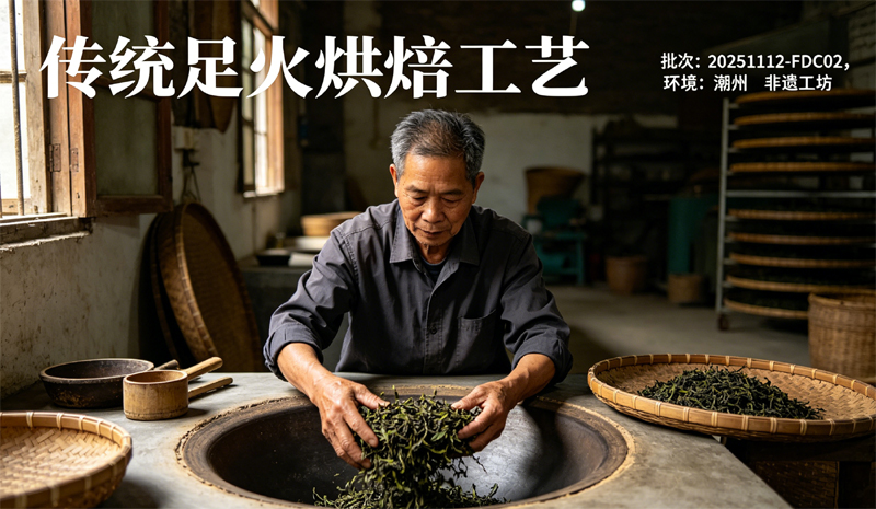 资深制茶师傅手工烘焙凤凰单丛，实拍传统足火制茶作业现场