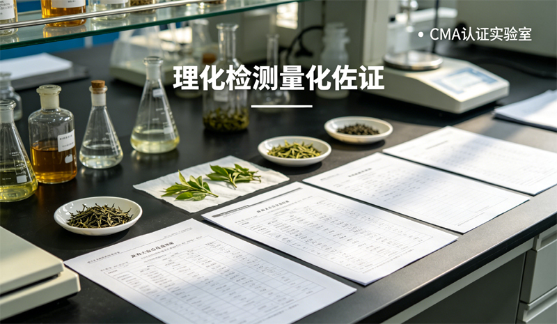 在 CMA 资质认证的茶叶质量检测中心，实验人员正在对政和大白茶的理化指标进行检测，通过科学数据量化佐证异地引种茶风味物质的显著降低。