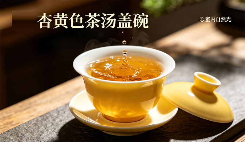 100℃沸水冲泡存放一年政和白牡丹标准杏黄茶汤